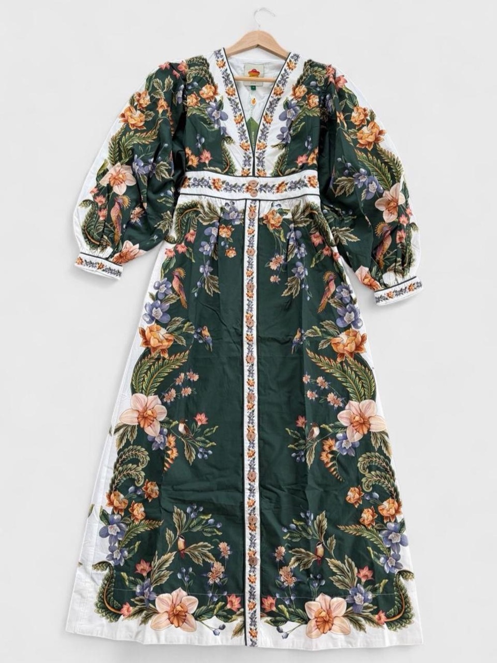 NWT FARM RIO Green Nature V Neck Buttoned Maxi Dress - Picture 4 of 13